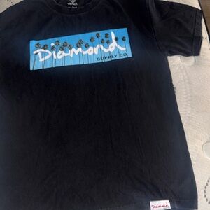 Diamond Supply Co. Black Tee with Blue Palm Box Logo size large